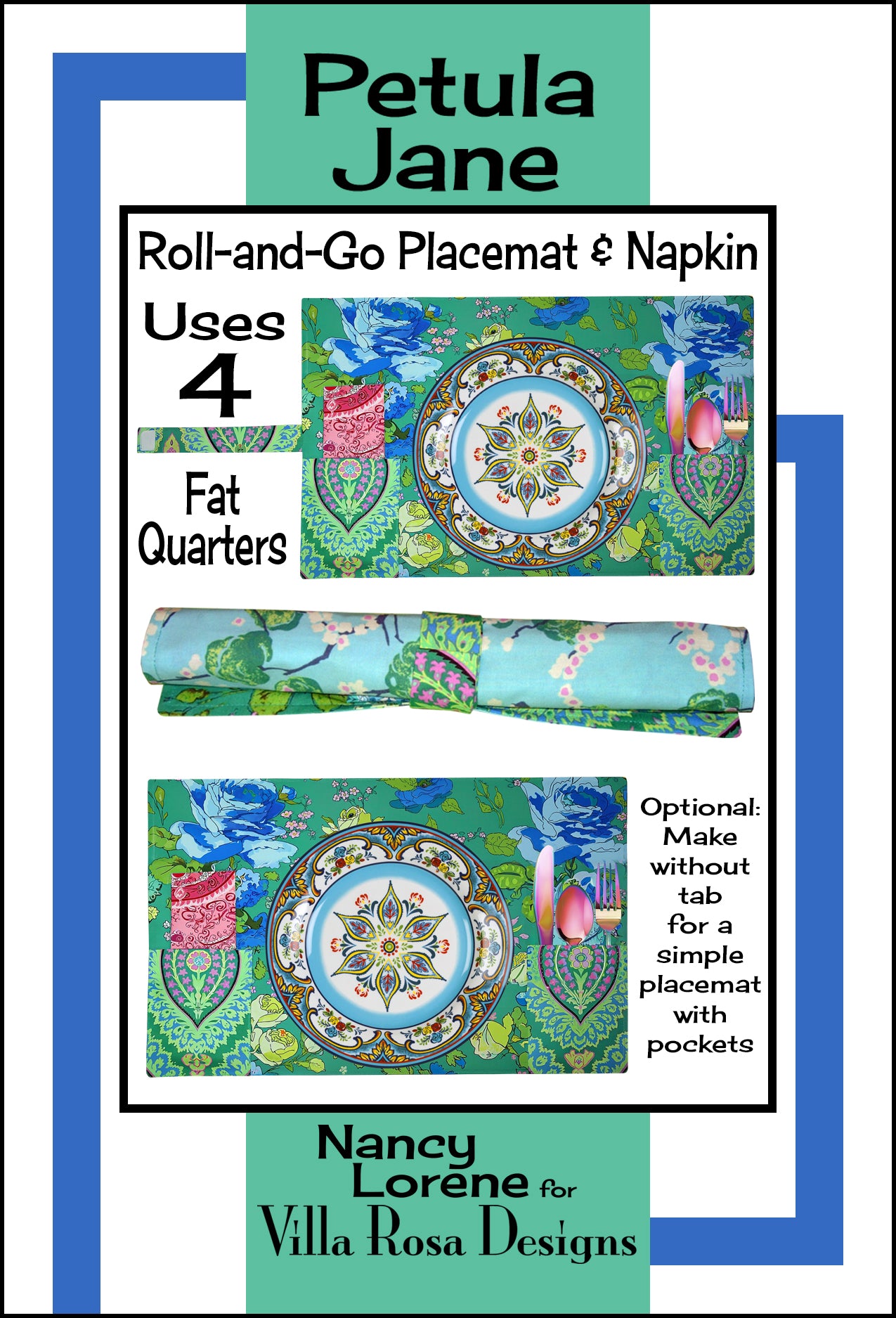 Petula Jane – Roll-and-Go Placemat & Napkin | PDF Sewing Pattern
