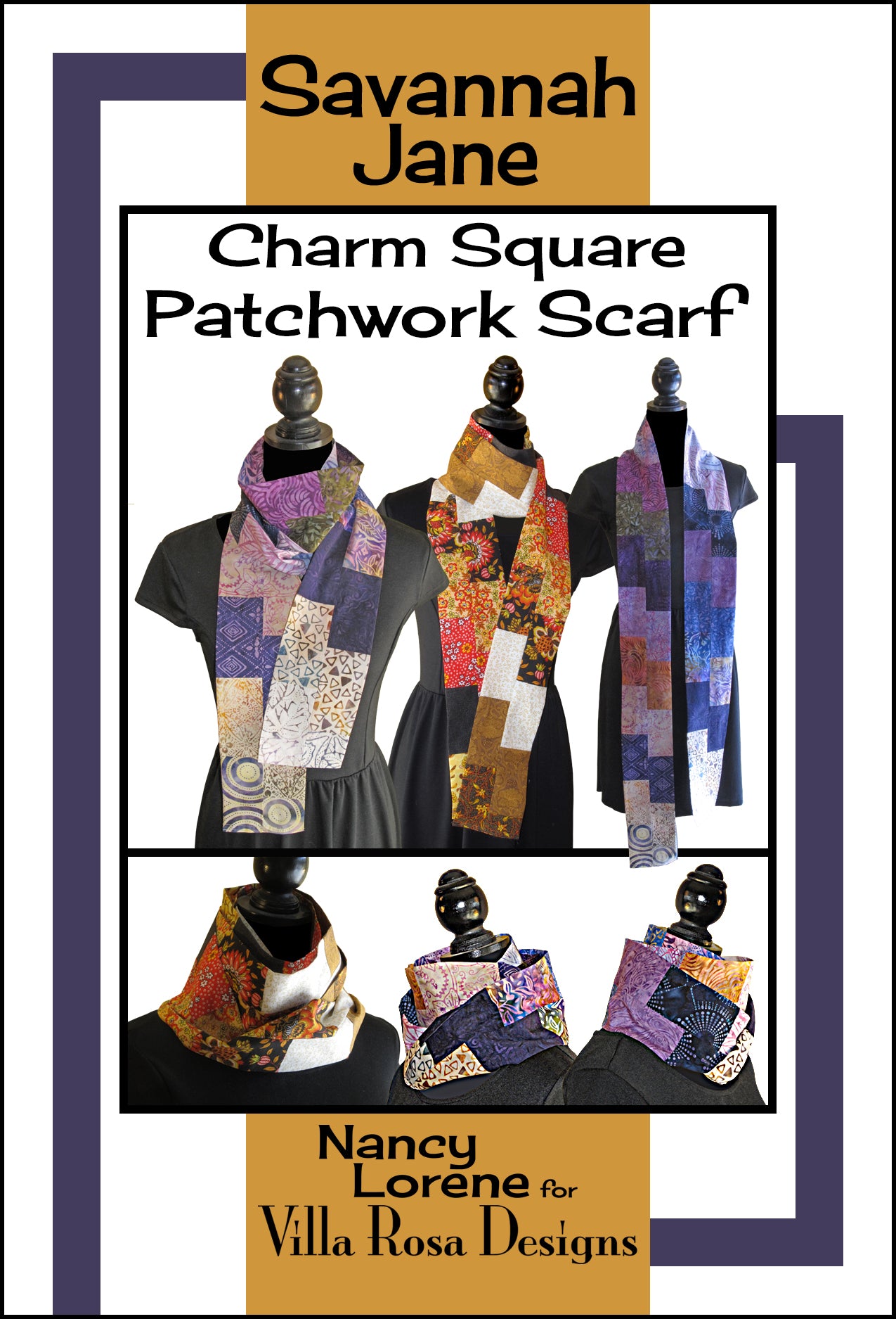 Savannah Jane – Charm Square Patchwork Scarf | PDF Sewing Pattern