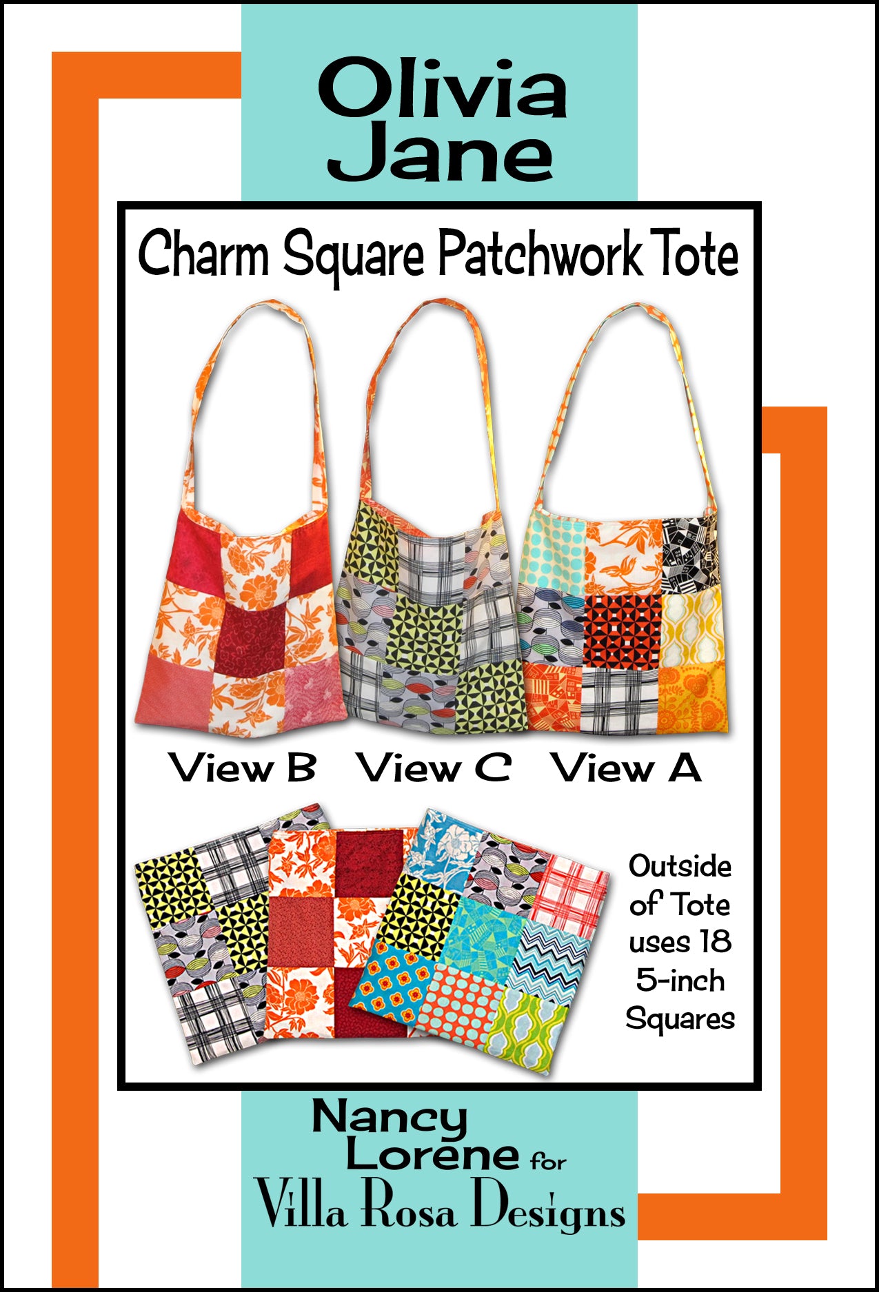 Olivia Jane – Charm Square Patchwork Tote | PDF Sewing Pattern